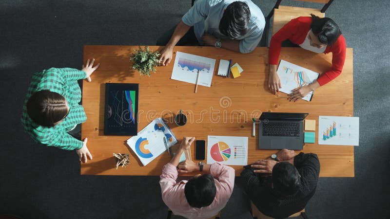 Top down view of manager holds tablet display increasing sales. Convocation. royalty free stock photography