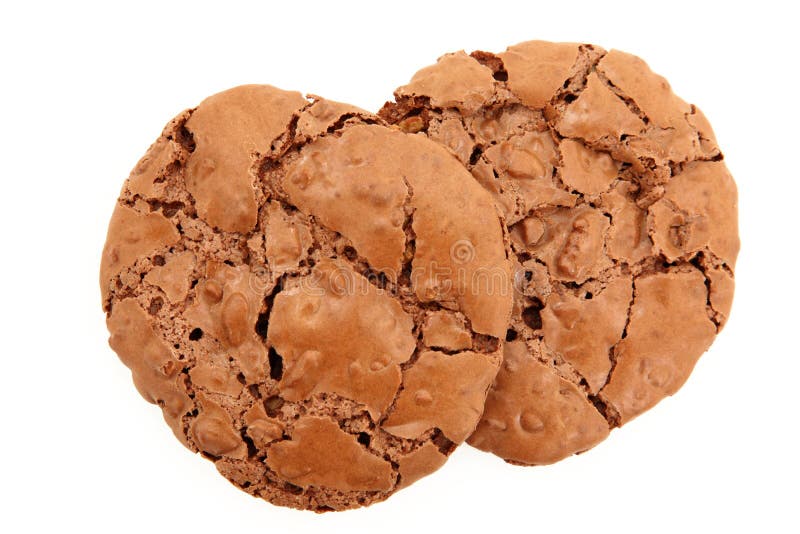 Top Down View Of A Pair Of Chocolate Chewy Cookies stock photos