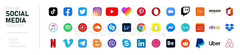 Instagram Facebook Snapchat Tiktok Twitter Youtube And Pinterest Social Media Logo Set Vector Editorial Stock Photo Illustration Of Logo Editorial