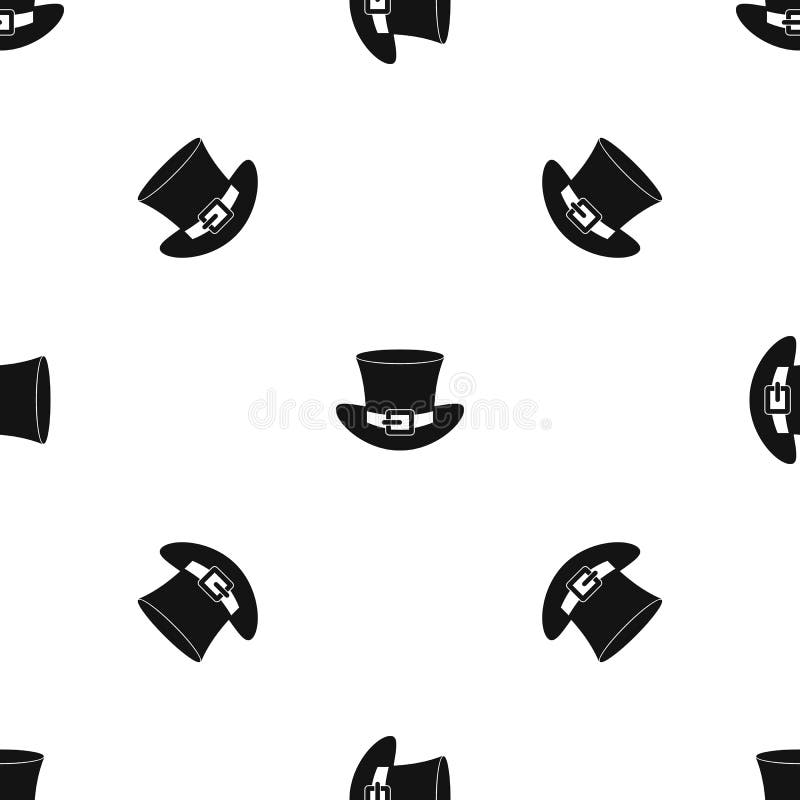 Top Hat with Buckle Pattern Seamless Black Stock Vector - Illustration ...