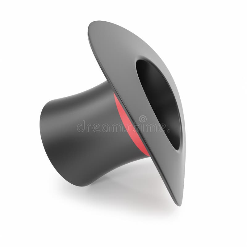 Top Hat with Red Ribbon Isolated on White Background. Stock