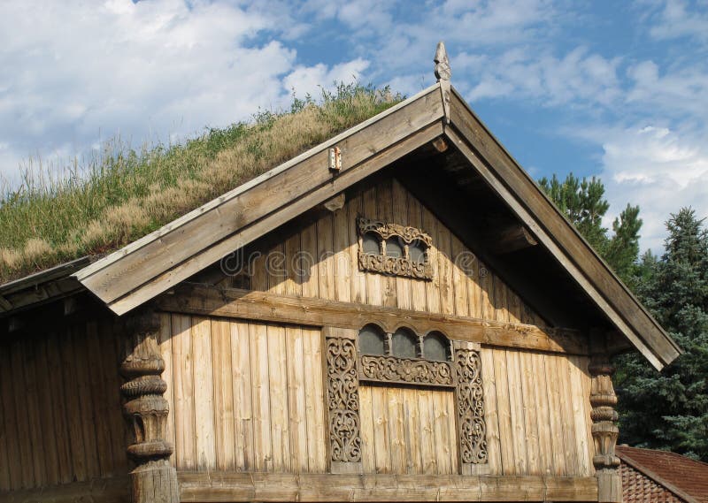 Top of house with grass roof