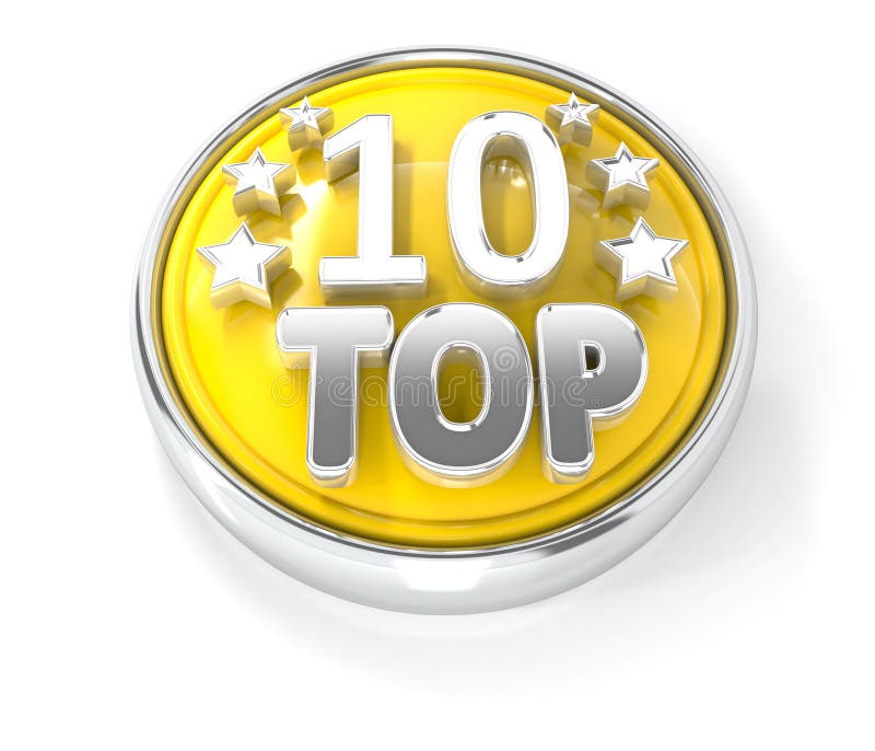 TOP 10 ikona na glansowanym żółtym round guziku royalty ilustracja TOP 10 ikona na glansowanym żółtym round guziku royalty ilustracja