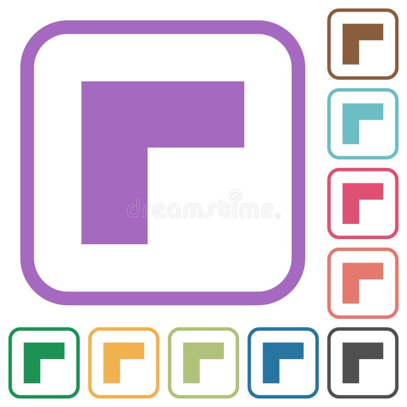 Top left 90 degrees angle arrow solid simple icons vector illustration