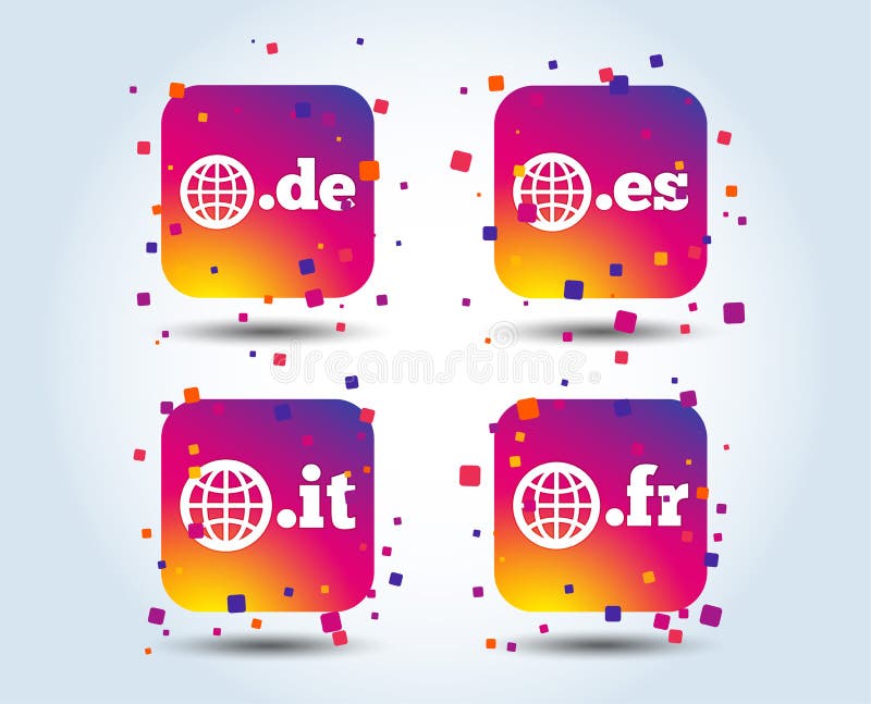 Top-Level-Domain-Zeichen De, es, Es und Franc