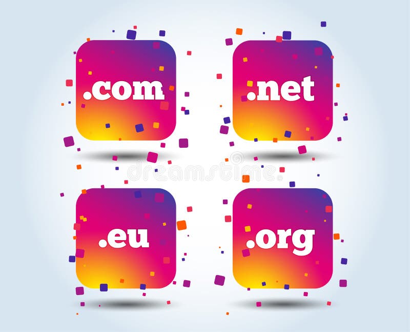 Top-level domeinentekens Com, de EU, Netto en Org