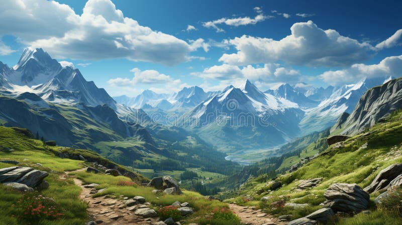 Top of the mountain view royalty free illustration