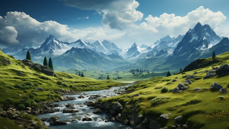 Top of the mountain view stock illustration