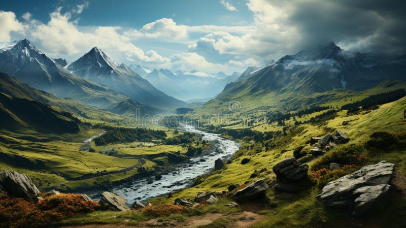 Top of the mountain view royalty free illustration