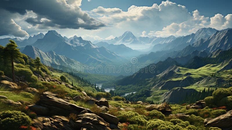 Top of the mountain view royalty free illustration