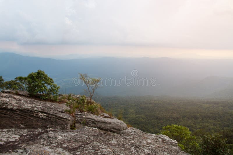 Top of a mountain view, cliff edge with mountain royalty free stock photos