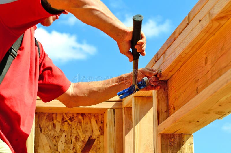 Top Plate stock photo. Image of stud, worker, beams, construction