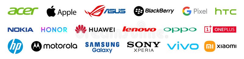 Top producers smartphone companies logo brand., in vector format. Top producers smartphone companies logo brand., in vector format