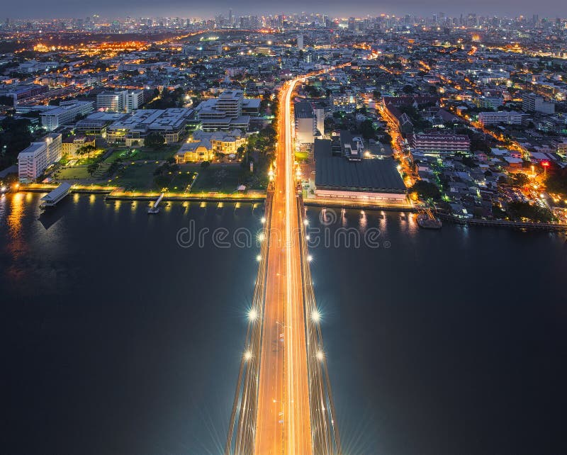 The Top of Rama VIII Bridge, Bangkok, Thailand stock image The Top of Rama VIII Bridge, Bangkok, Thailand stock image