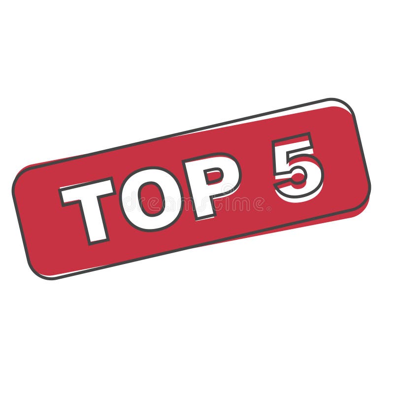 Top 5 Stamp Vector Neon Light Icon. Layers Grouped for Easy Edi Stock