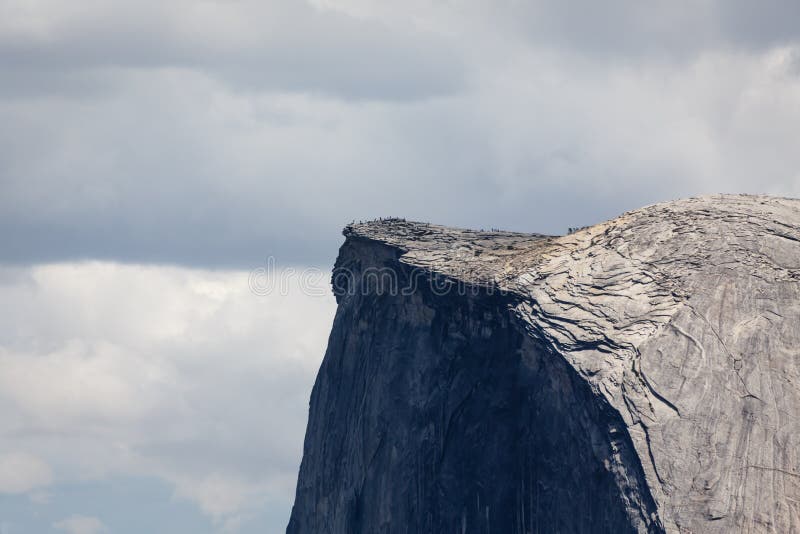 Top ridge of Half Dome mountain viewed up close in Yosemite National Park