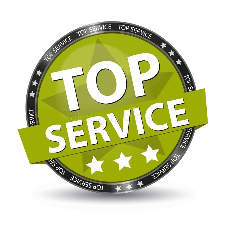 Top Service Glossy Button Green Vector Illustration Isolated on