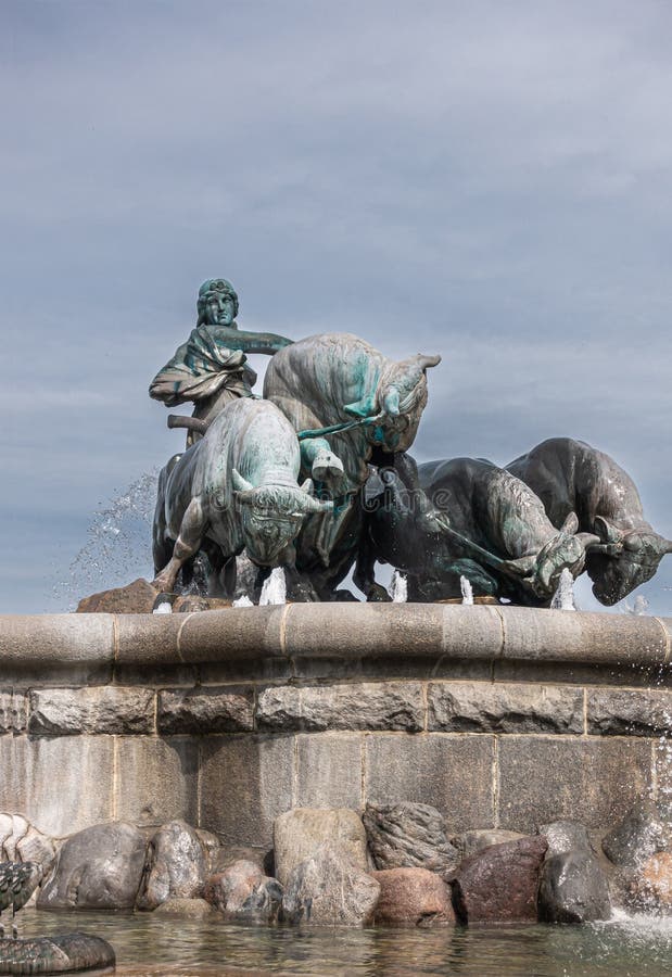 Top Statue of Gefion Fountain Copenhagen, Denmark Stock Image - Image ...