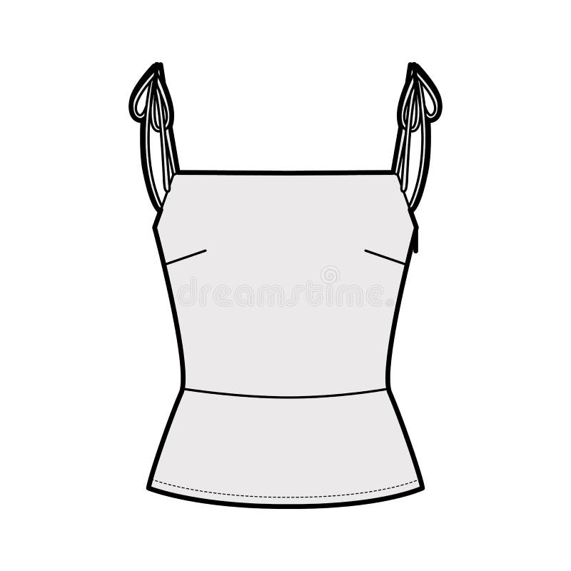 One Shoulder Camisole Bustier Top Technical Fashion Illustration with ...