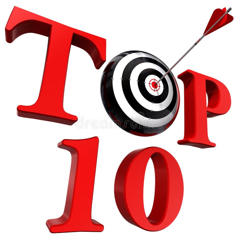 Top ten red word with target and arrow royalty free illustration