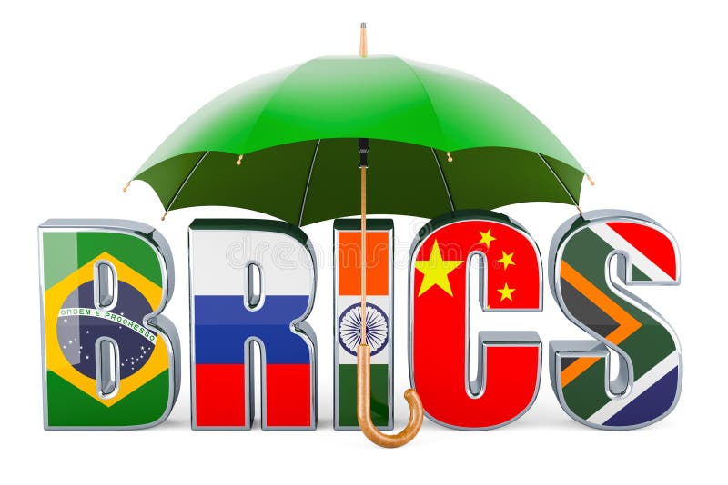 Top van brics onder paraplu 3d - rendering vector illustratie