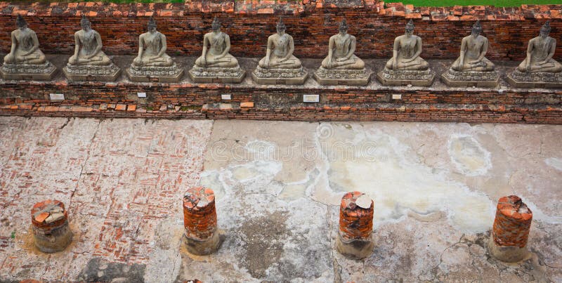 Top view of ancient buddha statue in a row royalty free stock image Top view of ancient buddha statue in a row royalty free stock image