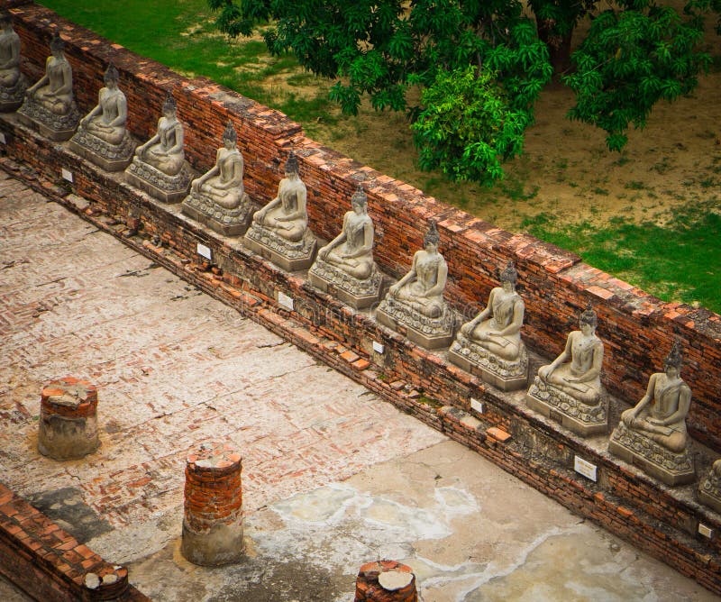 Top view of ancient buddha statue in a row stock photography Top view of ancient buddha statue in a row stock photography