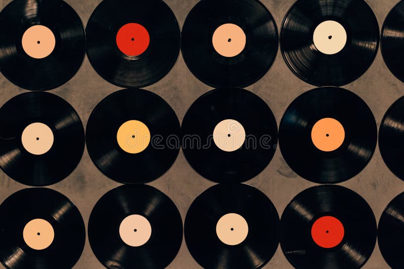 top view of background made from vinyl records