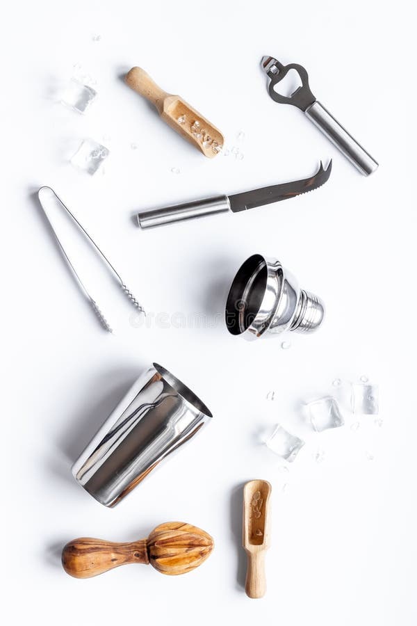 Top View of Bar Accessories with a Cocktail Shaker Stock Image Image