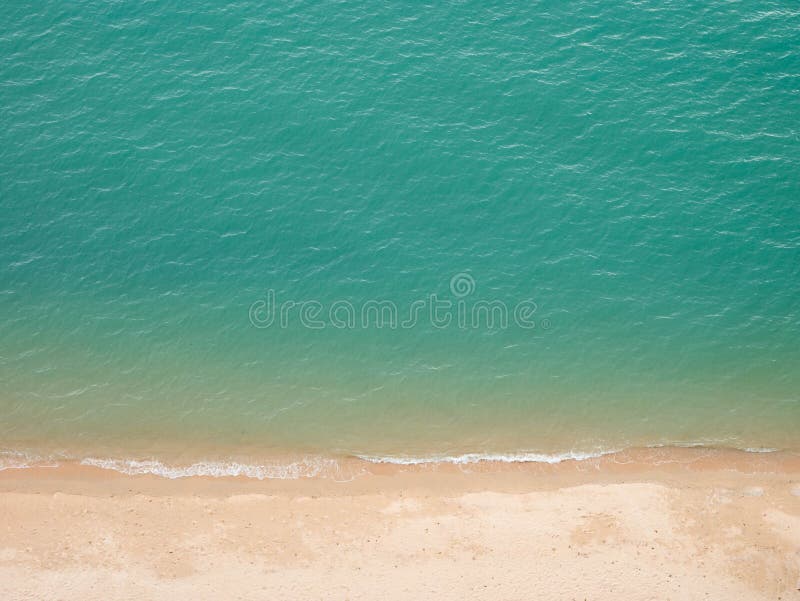 Top view bird eye of sea sand beach background concept