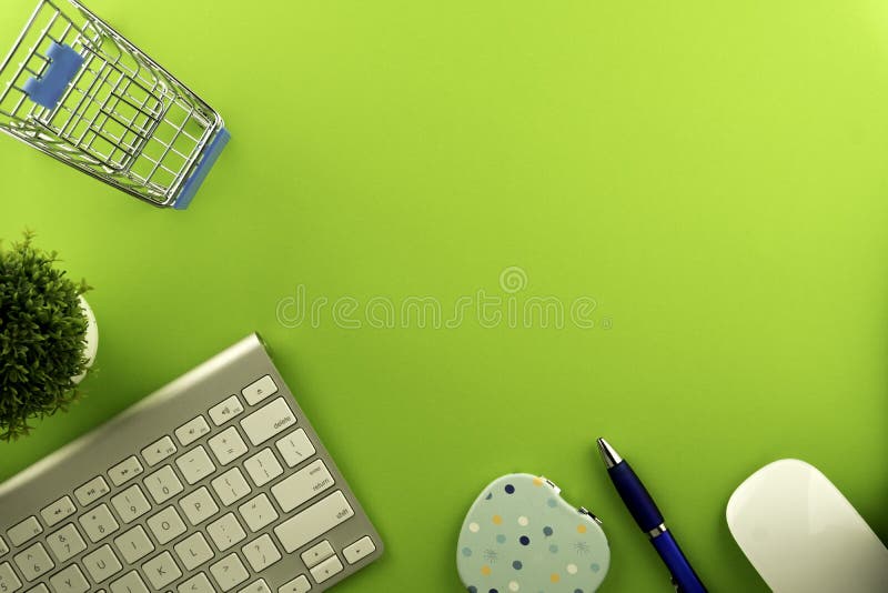 Top View of Blank Paper Page on Green Background Office Desk and Different  Objects. Minimal Flat Lay Style Stock Photo - Image of finance, green:  186001206