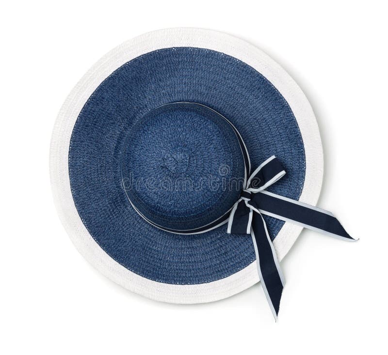 Top view of blue summer straw hat stock photography Top view of blue summer straw hat stock photography
