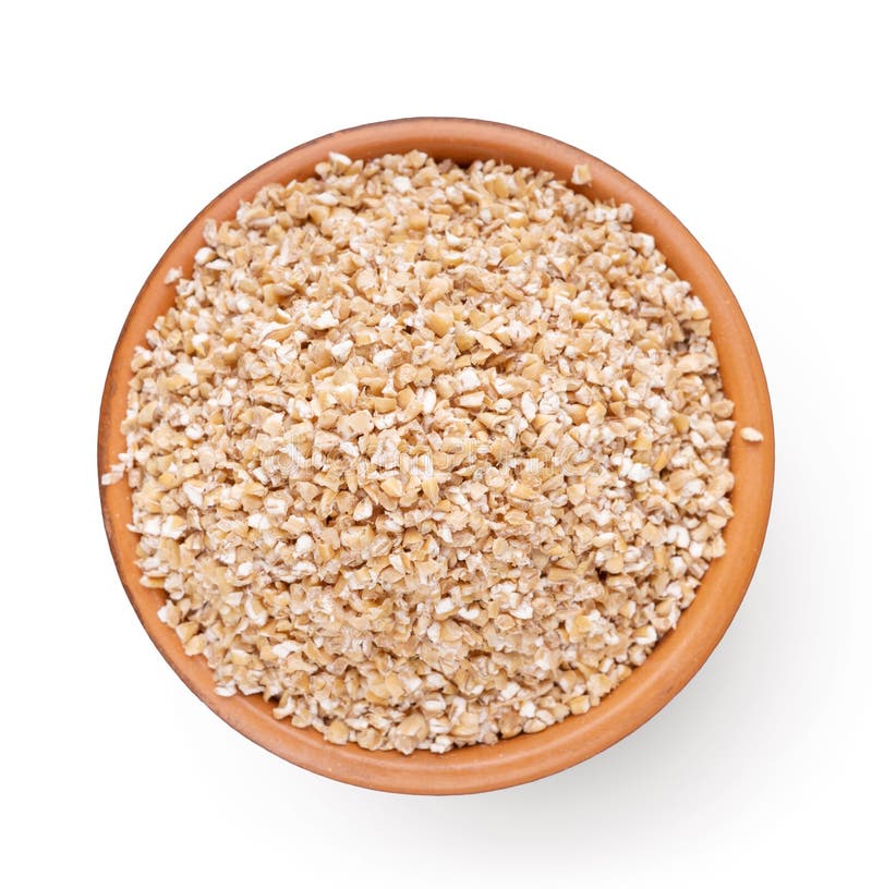 Top view of bowl with barley grits isolated on white royalty free stock images Top view of bowl with barley grits isolated on white royalty free stock images