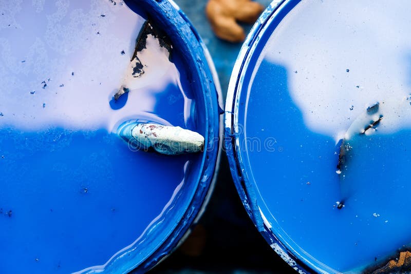 Top View of Bucket with Blue Paint Stock Photo Image of bucket, objects 235864880
