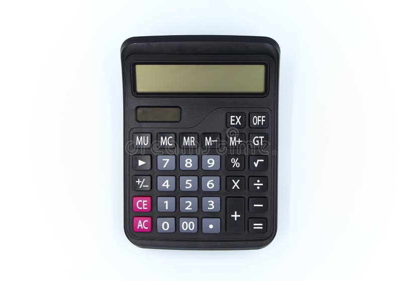Top View Calculator Digital Black Isolated White Background Stock Image -  Image of button, calculate: 185020947