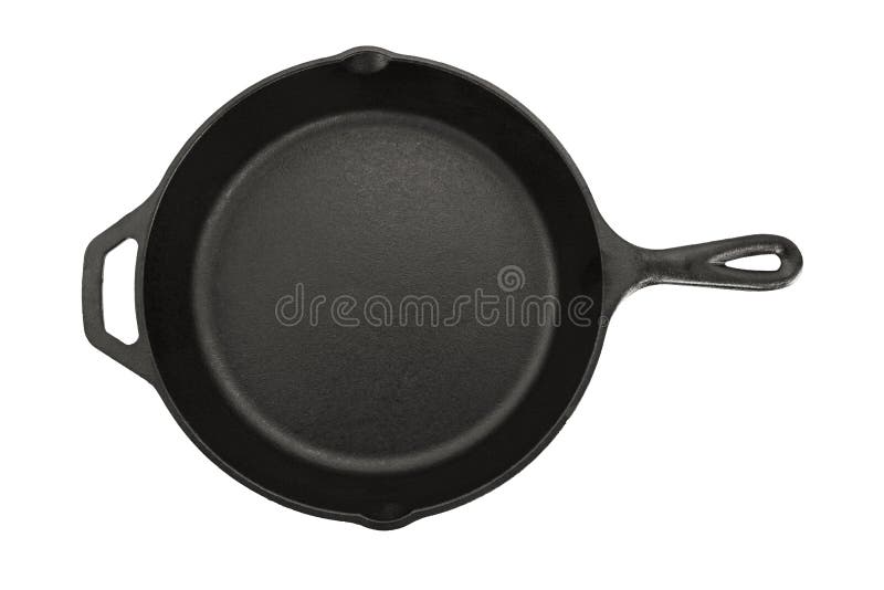 Top View Of Cast Iron Pan On White