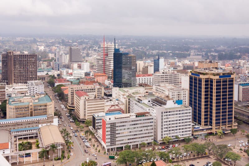 Top view on central business district of Nairobi from Kenyatta International Conference Centre helipad stock image Top view on central business district of Nairobi from Kenyatta International Conference Centre helipad stock image