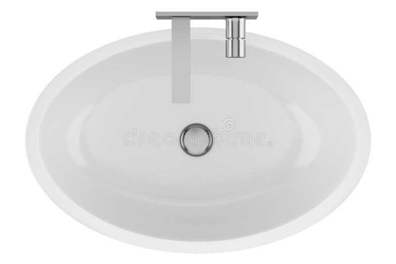 Top View of Ceramic Bathroom Sink Isolated on White Stock Illustration