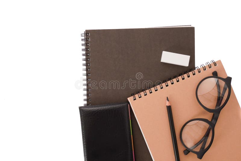 Notebook black cover with pencil on white desk background royalty free stock photos Notebook black cover with pencil on white desk background royalty free stock photos