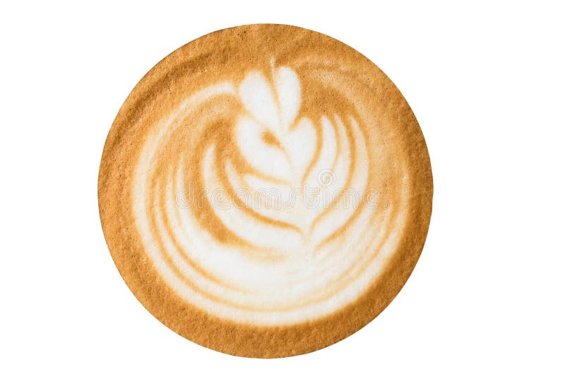 Top View Coffee Latte Art Isolated on a White Background Stock Photo