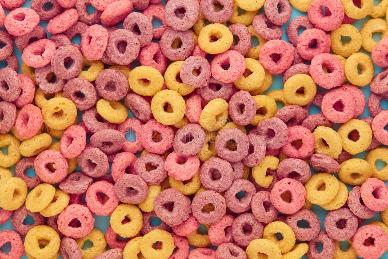 Overhead view of colorful cereal rings stock images Overhead view of colorful cereal rings stock images