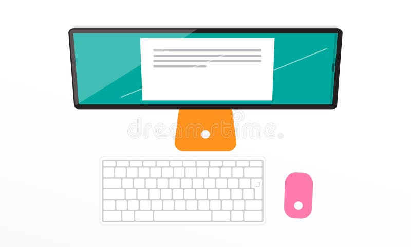 Top view computer with keyboard and mouse vector illustration