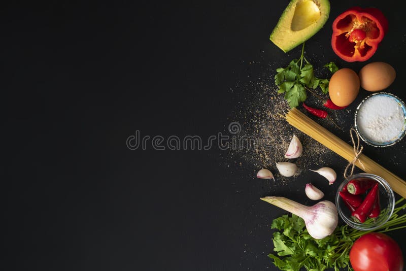 Top View Copy Space of Different Fresh Ingredients for Cooking on the