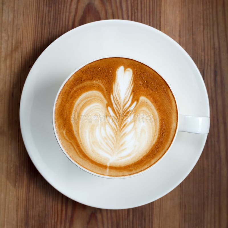 Collection of Top View of Latte Art Coffee Mugs. Stock Image Image of