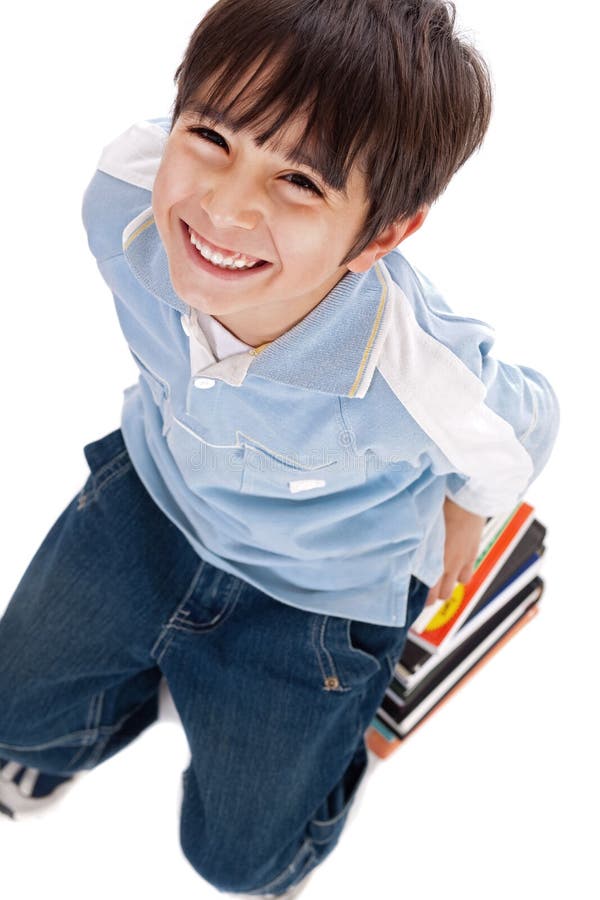 Top view of cute kid with books royalty free stock images Top view of cute kid with books royalty free stock images
