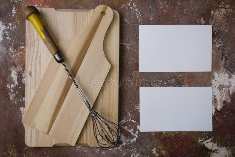 Top View of Cutting Boards and Kitchen Tools Stock Image Image of