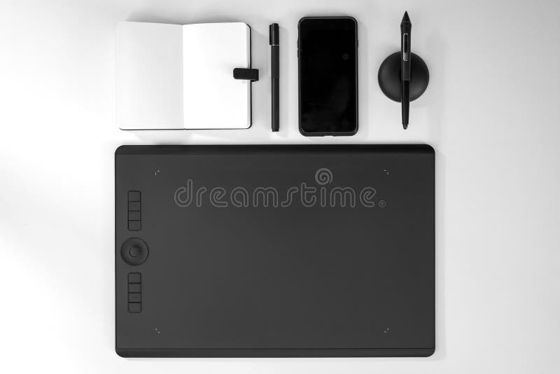 Top View Designer Desk Office Stock Photo Image of business, mockup