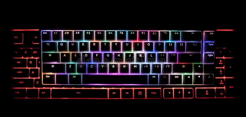Top View of Two Illuminated RGB Keyboards in the Dark Stock Photo