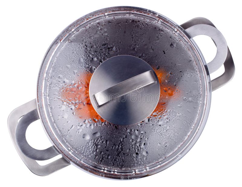 Top View of Double Boiler for the Gas Cooker Isolated Stock Photo