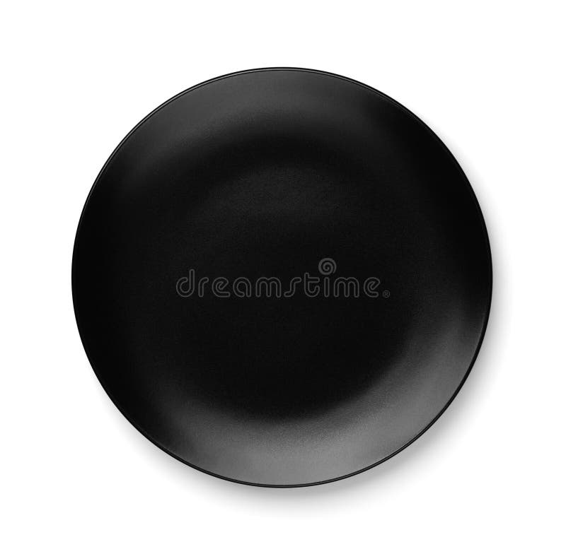 Top view of empty black plate royalty free stock images